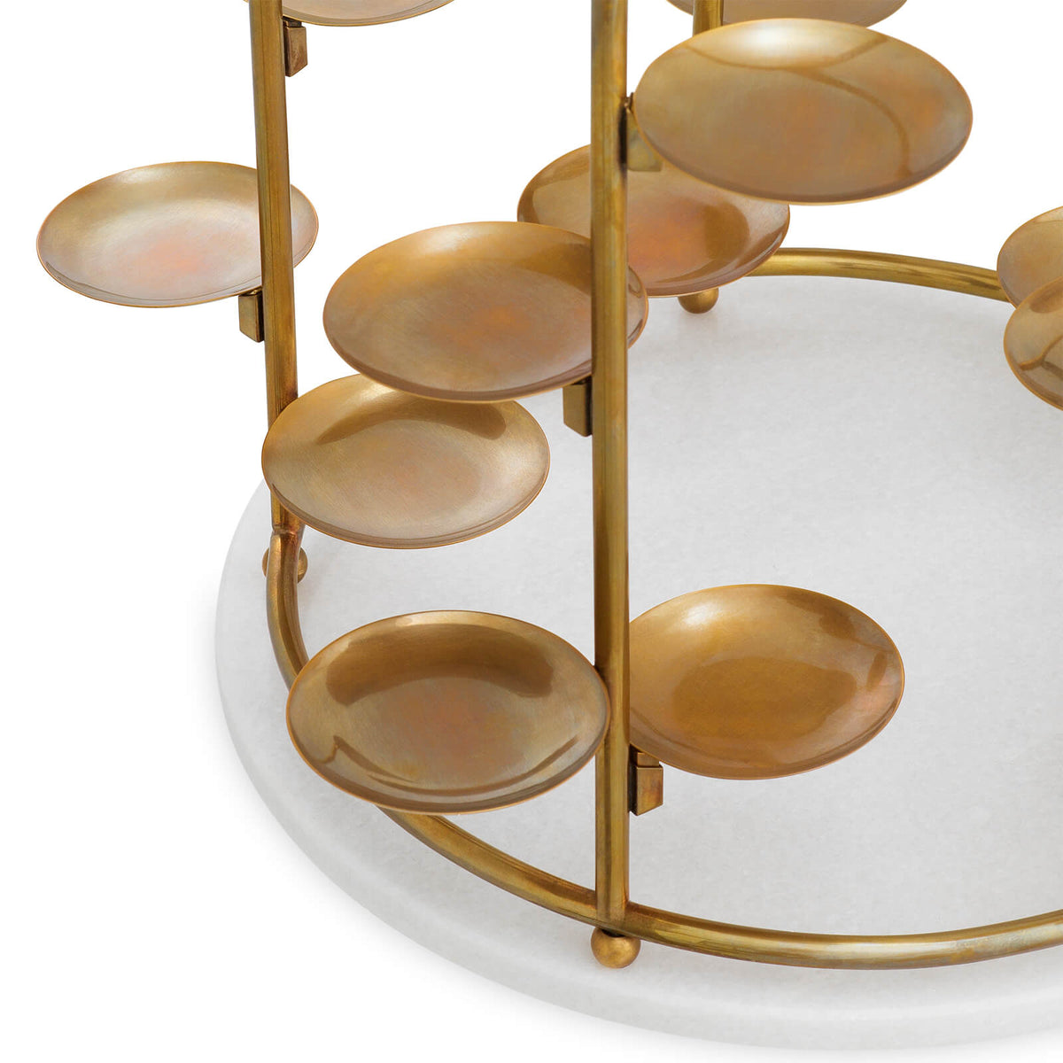 Alturo Cake Stand in Vintage Brass and White Marble