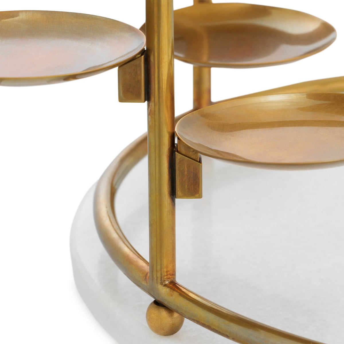 Alturo Cake Stand in Vintage Brass and White Marble