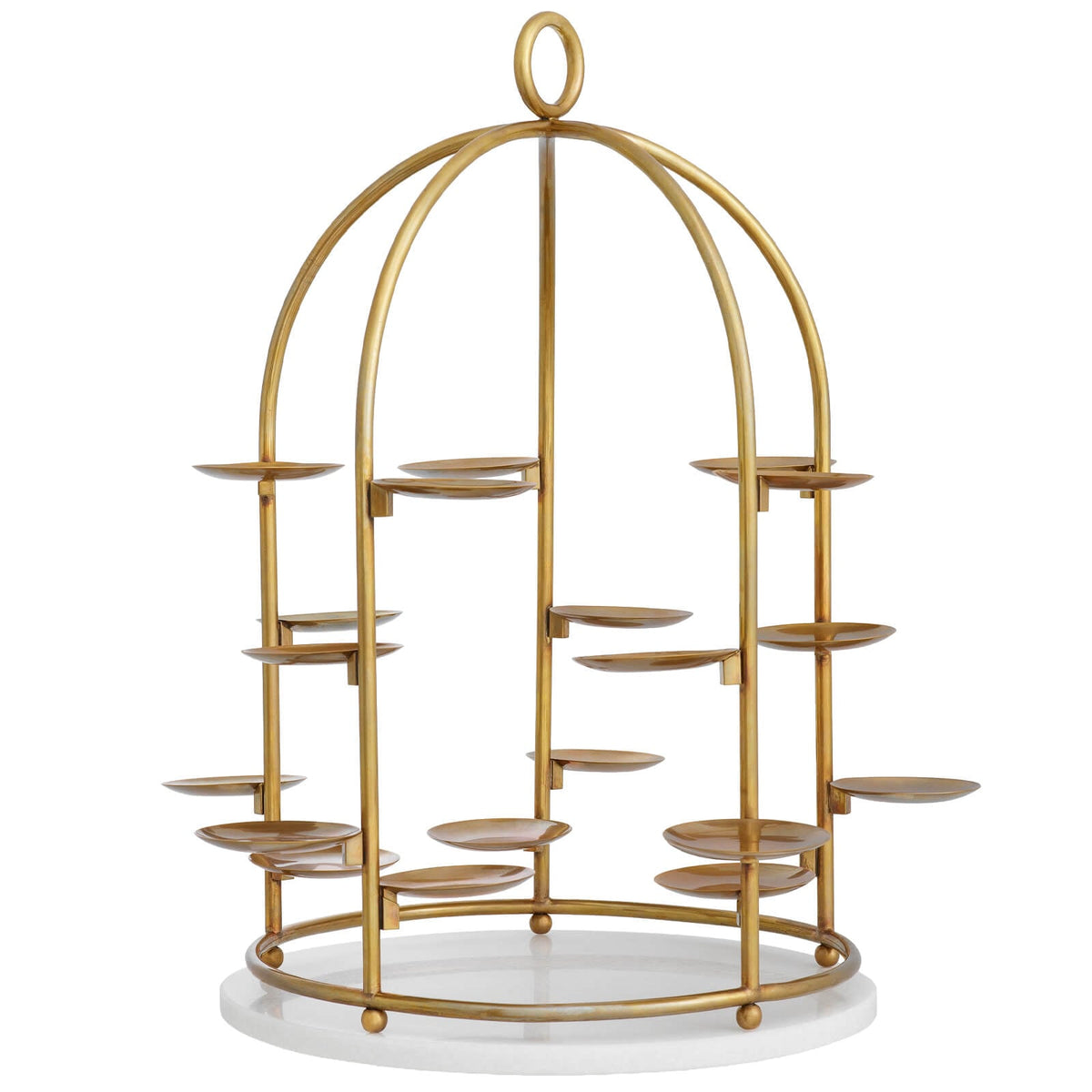 Alturo Cake Stand in Vintage Brass and White Marble