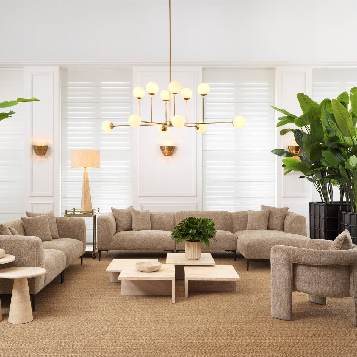 Aram Chandelier in Antique Brass