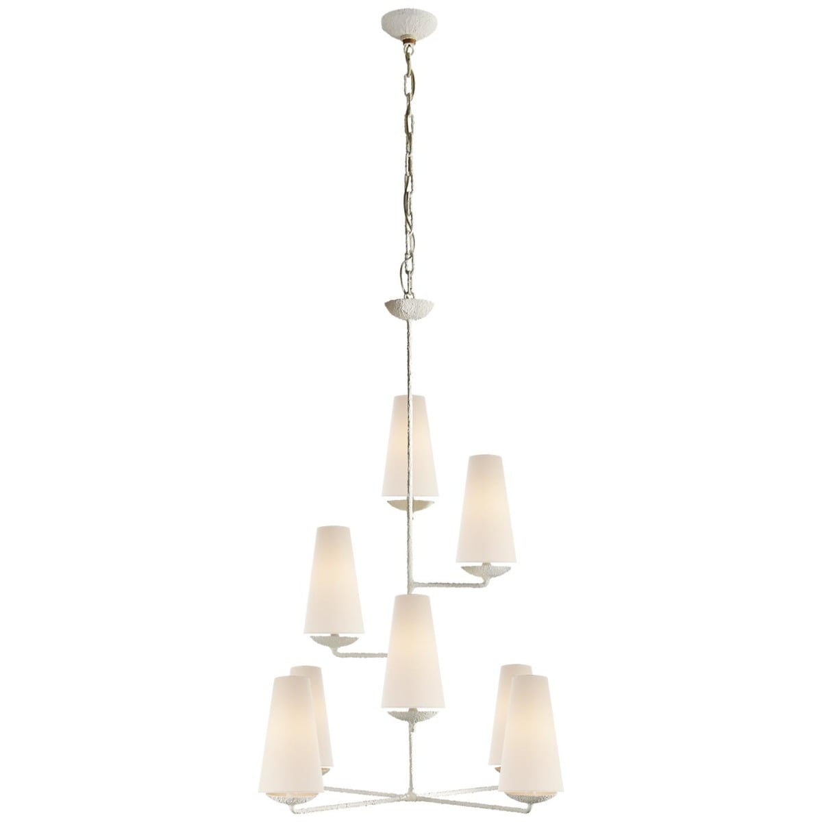 Fontaine Vertical Chandelier in Plaster with Linen Shades