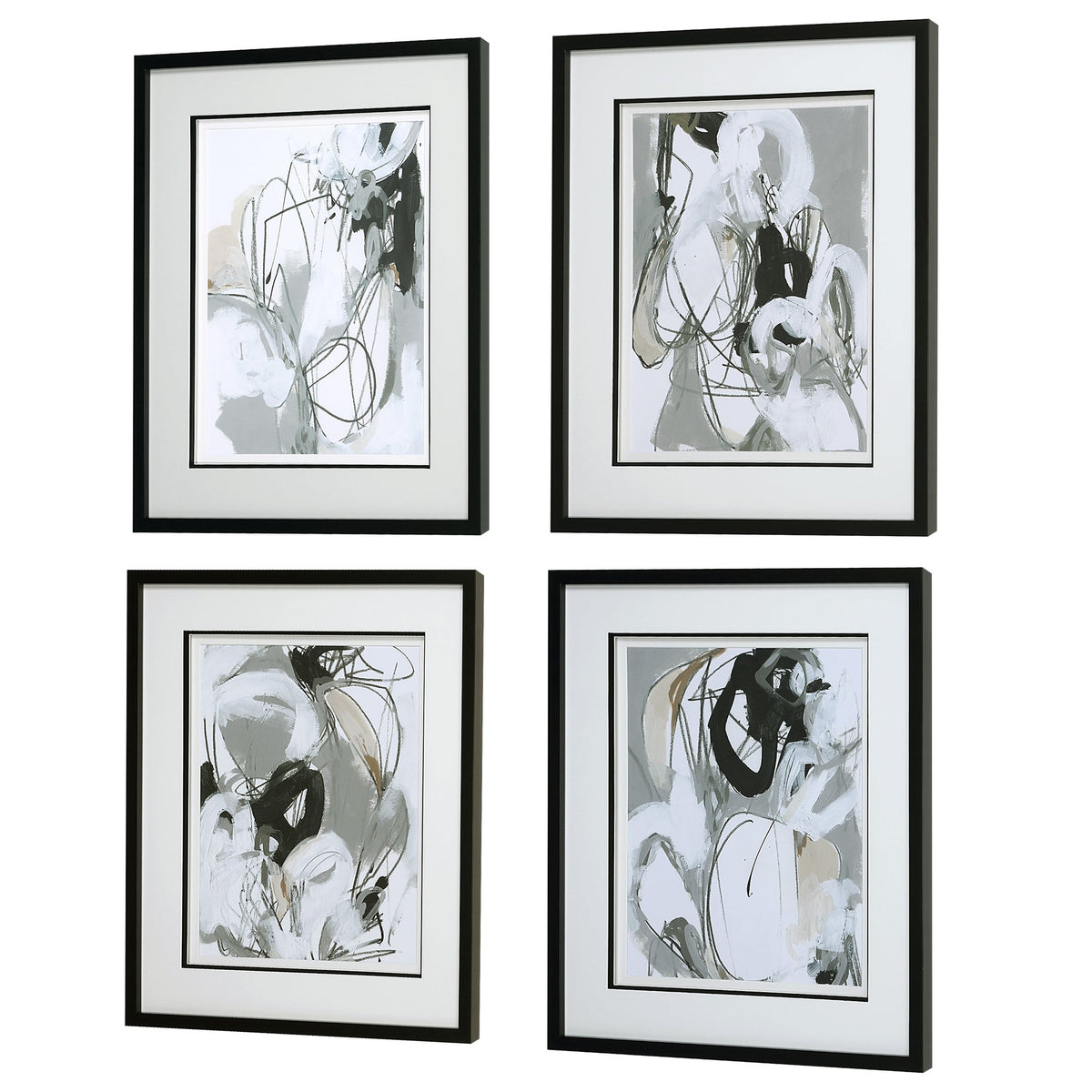 Tangled Threads Abstract Framed Prints, S/4