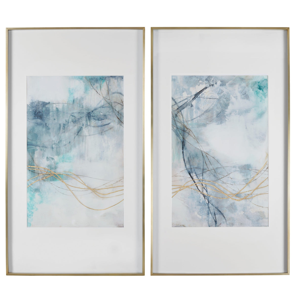 Undulating Oro Abstract Prints, S/2