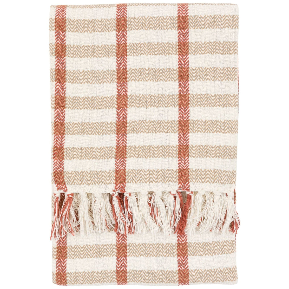 Arvo Grid Woven Throw in Rust/Natural