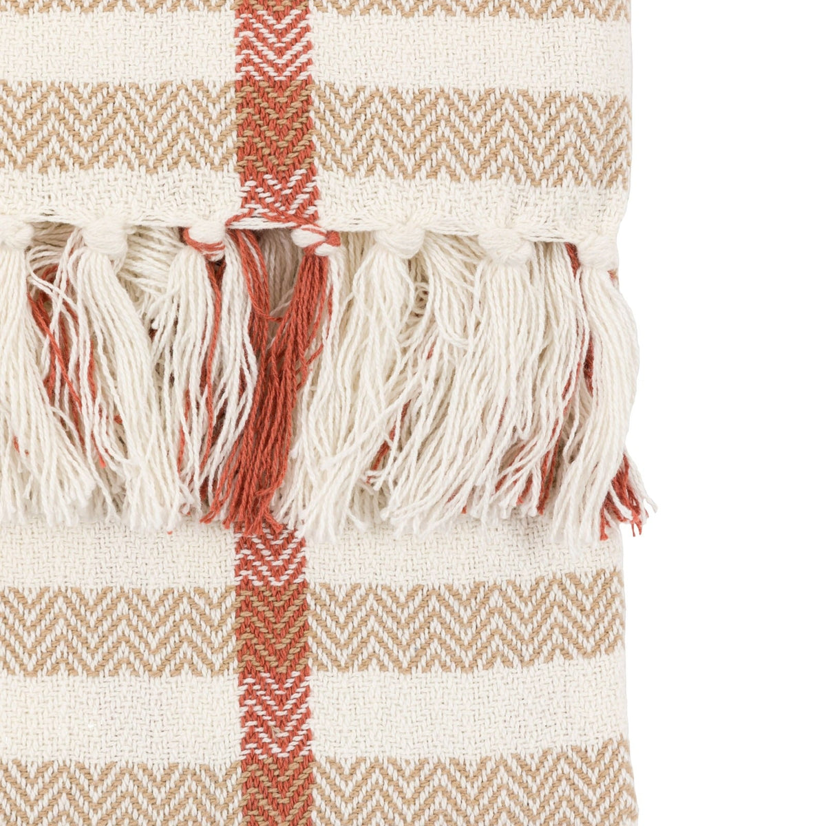 Arvo Grid Woven Throw in Rust/Natural