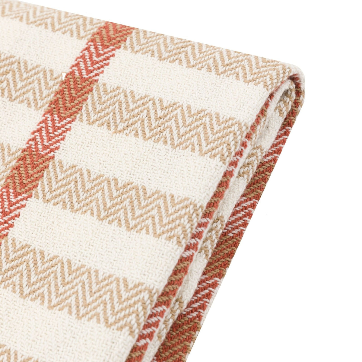 Arvo Grid Woven Throw in Rust/Natural
