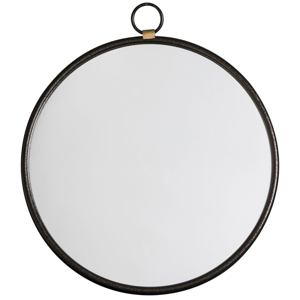 Austin Large Round Wall Hanging Mirror in Black