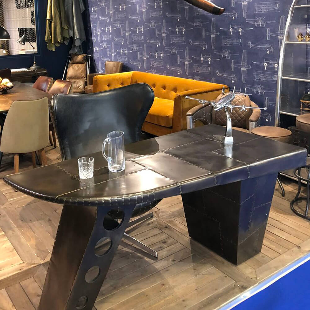 Aviator Half Wing Desk in Brass