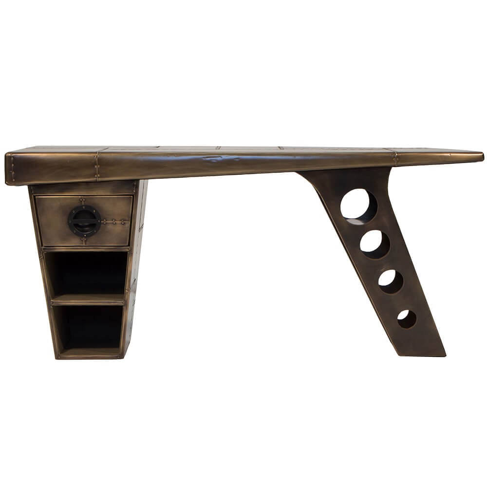 Aviator Half Wing Desk in Brass