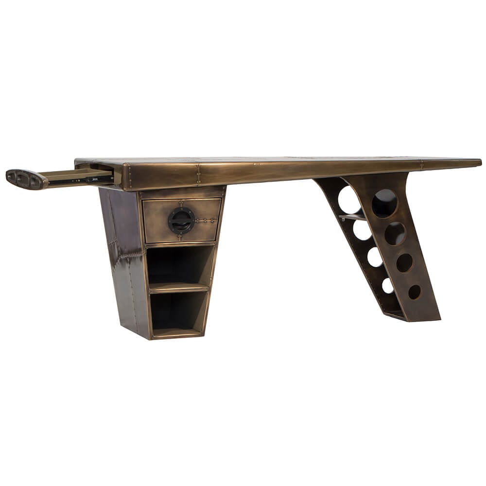 Aviator Half Wing Desk in Brass