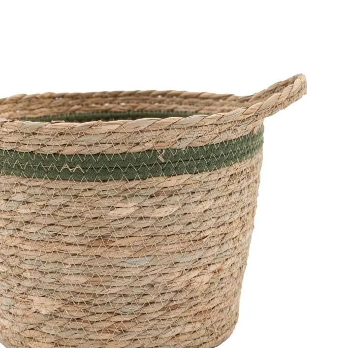 Storage Basket in Striped Olive - Set of 3