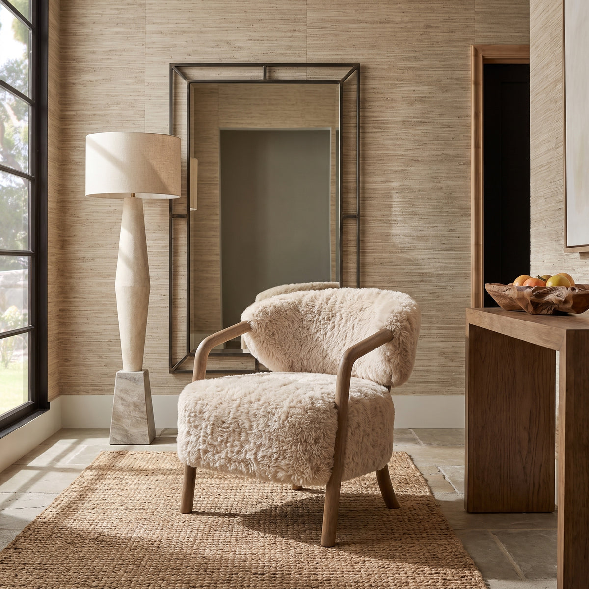 Cotswold Lion Accent Chair in Faux Sheepskin