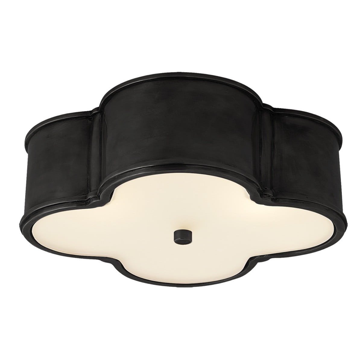 Basil 43cm Flush Mount | Gun Metal & Frosted Glass