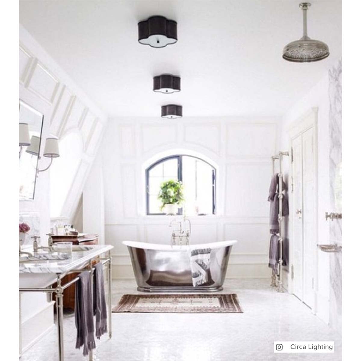 Basil Small Flush Mount in Gun Metal with Frosted Glass