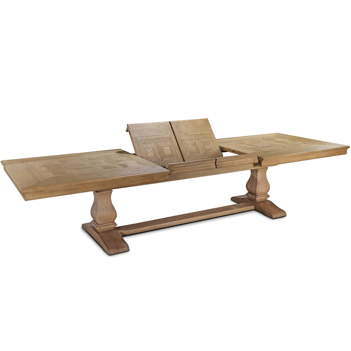 Bath Extending Oak Parquet Dining Table - 180-280cm