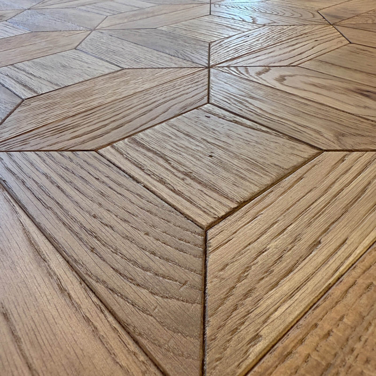 Bath Extending Oak Parquet Dining Table - 180-280cm