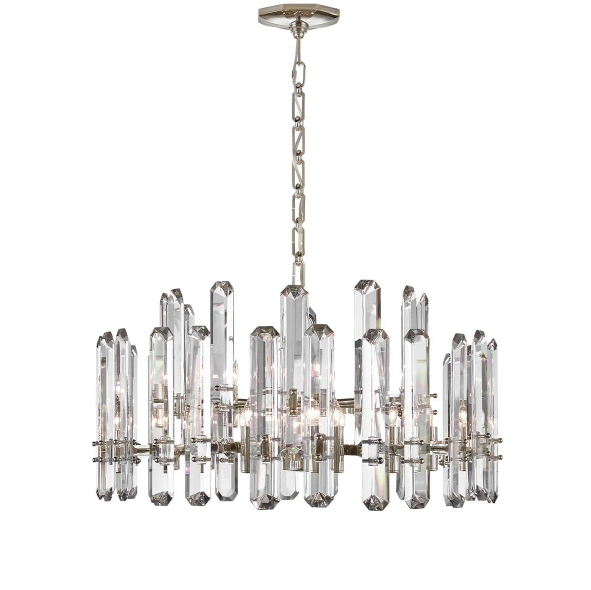 Bonnington Large Chandelier | Polished Nickel & Crystal