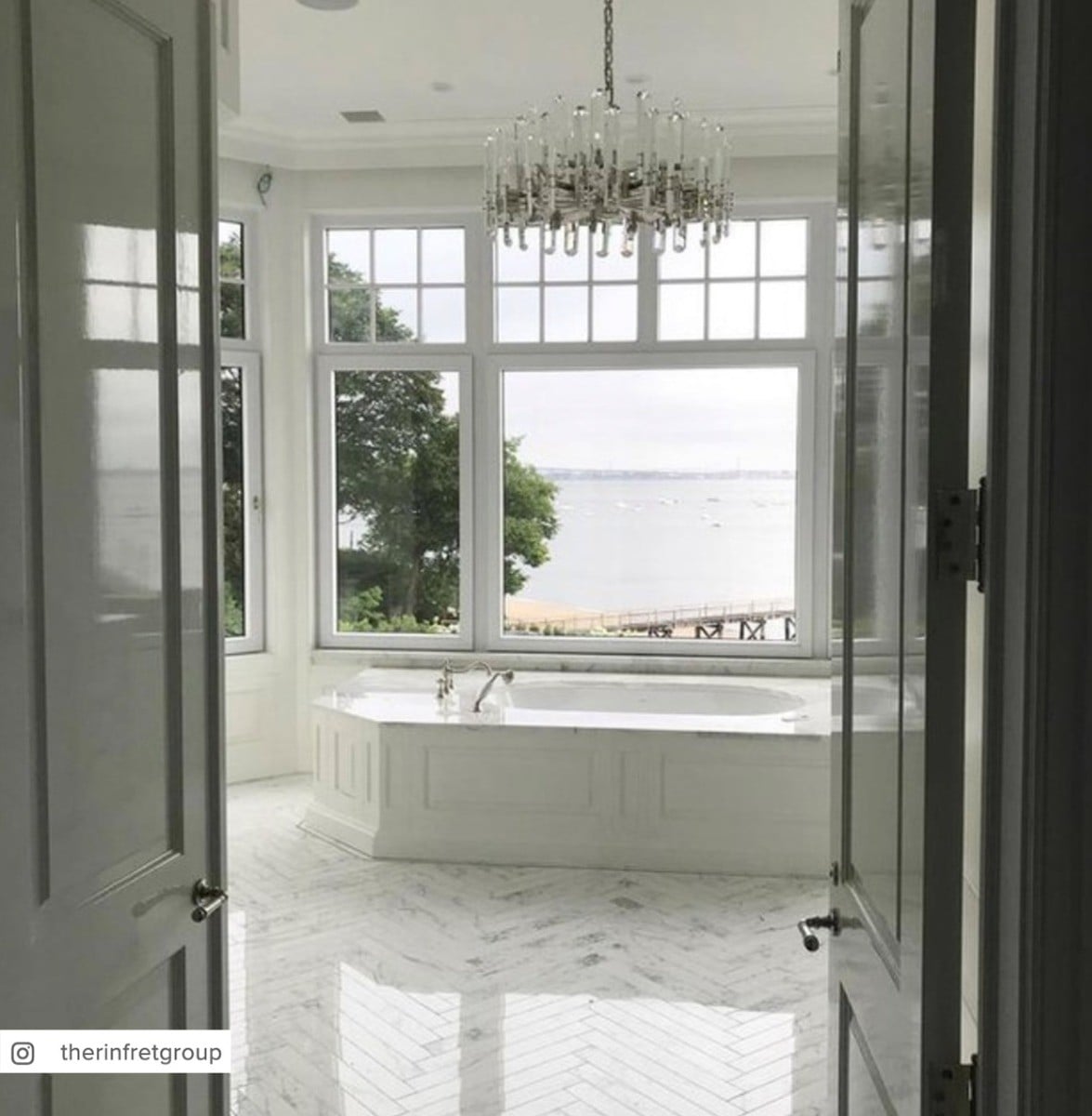 Bonnington Large Chandelier | Polished Nickel & Crystal