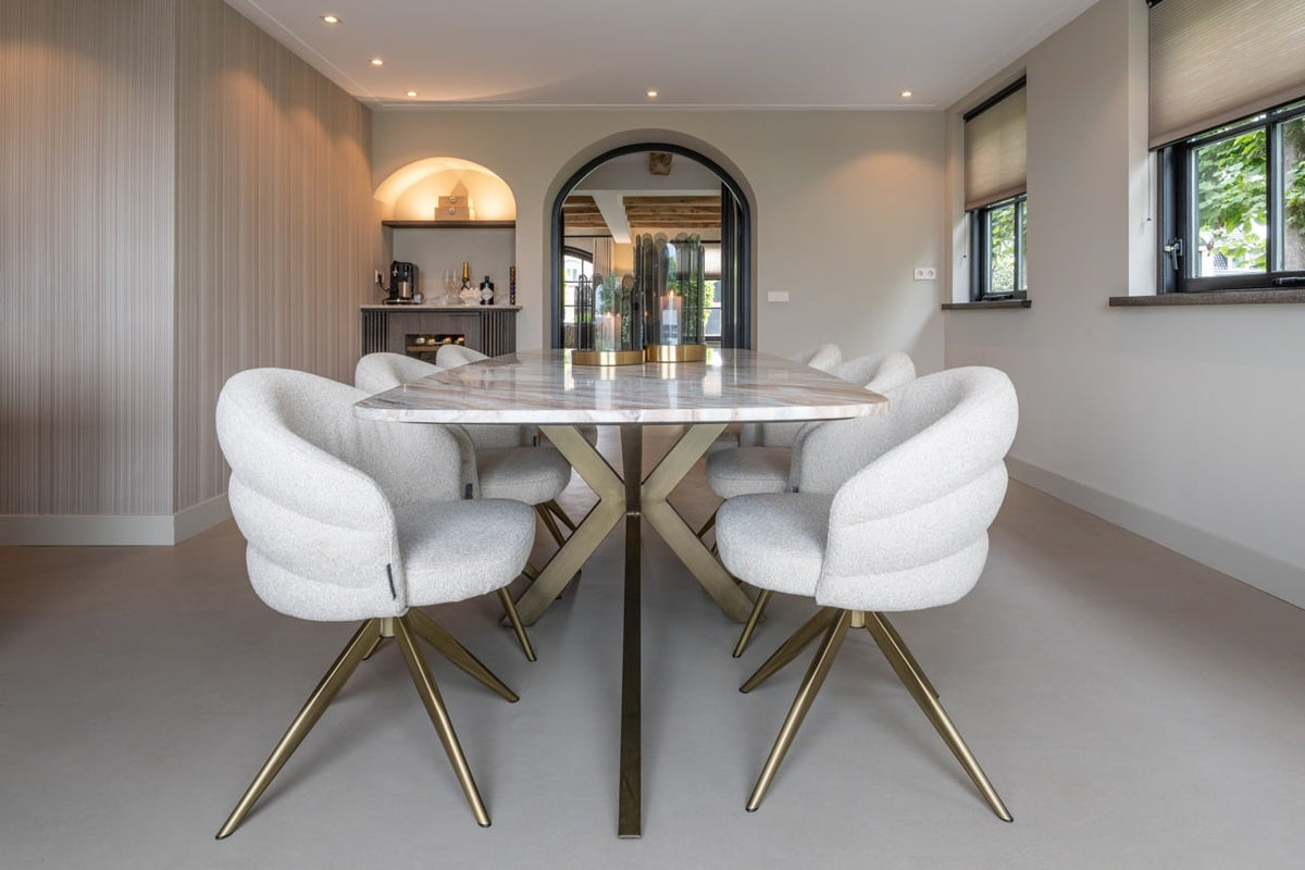 Bottega Oval Dining Table in Blush Beige - 220cm