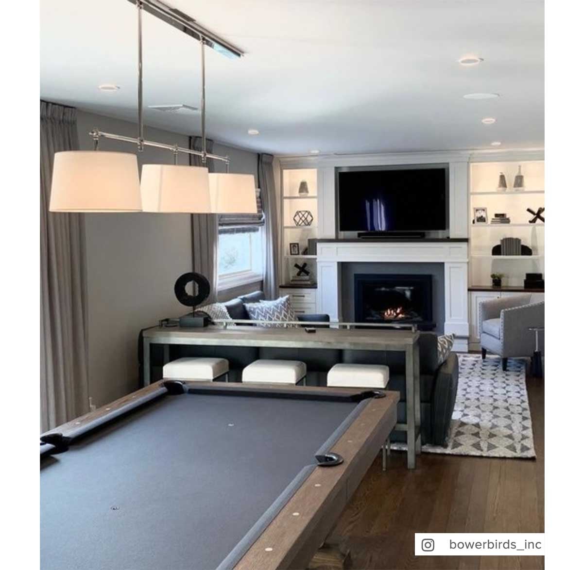 Bryant Large Billiard in Polished Nickel with Linen Shades