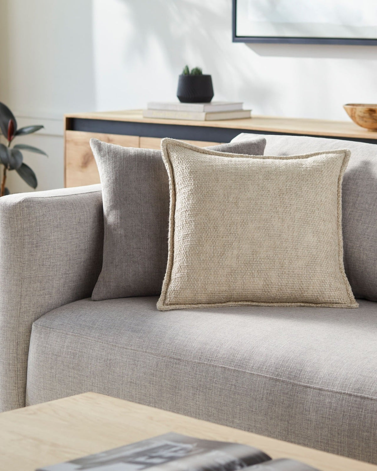 Bowen Woven Cushion in Beige - 51 x 51 cm