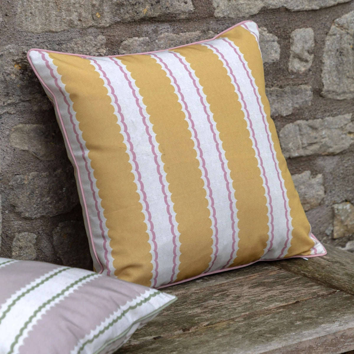 Calivana Stripe Indoor/Outdoor Cushion in Ochre/Pink