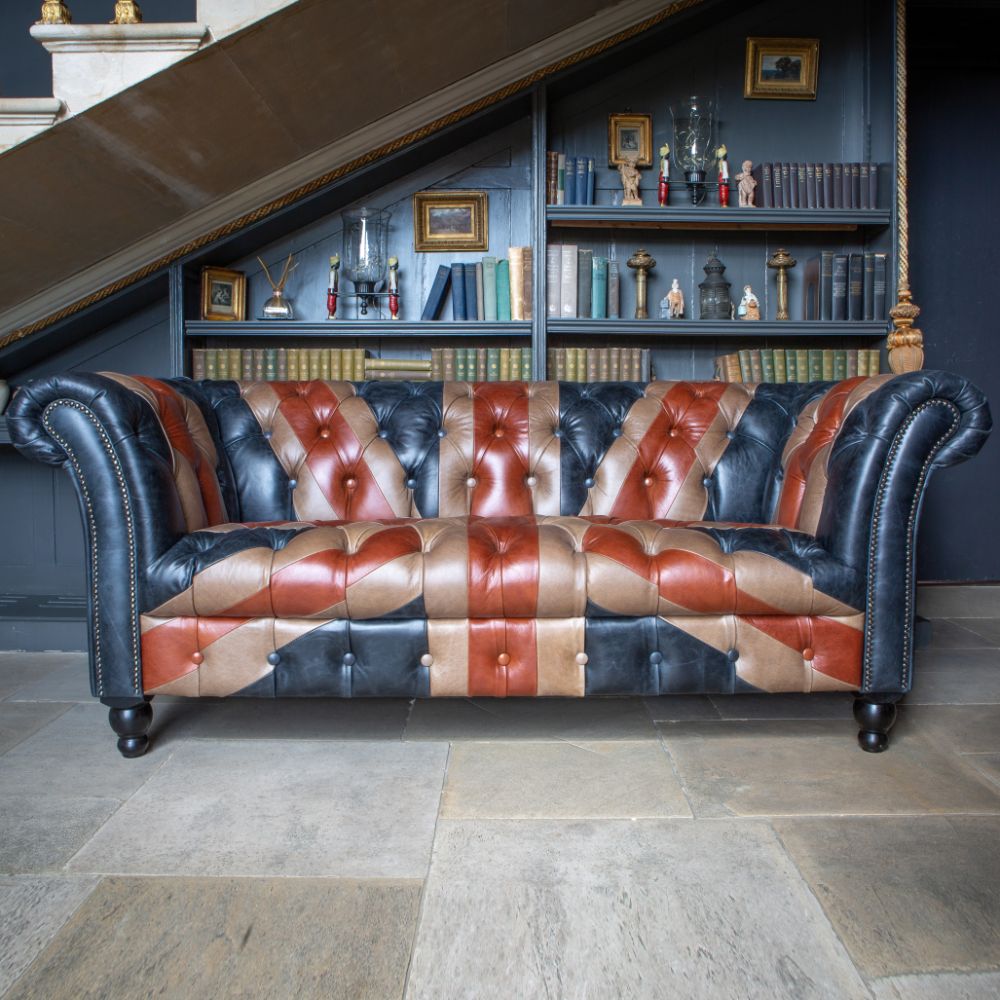 Chester Union Jack 2 Seater Leather Sofa Made To Order