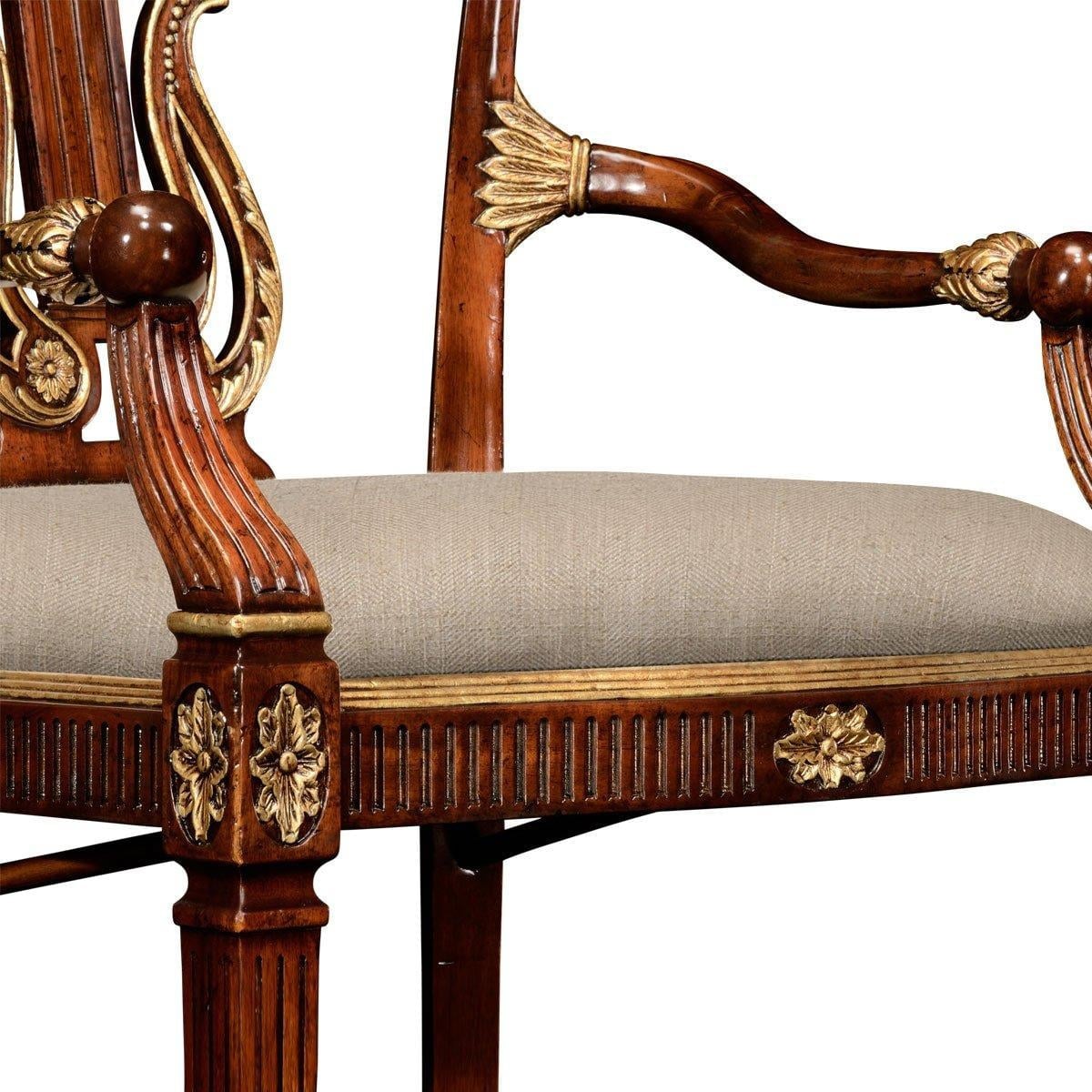 Buckingham Gilded Lyre Back Arm Chair in Antwerp
