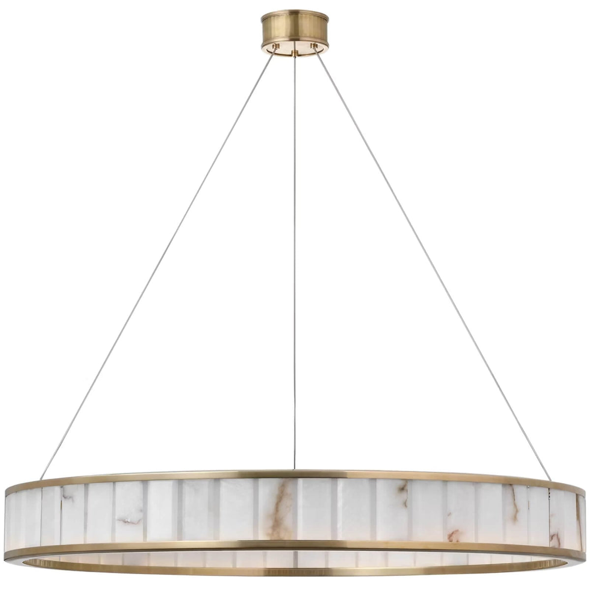 Iterna 40" Ring Chandelier in Antique-Burnished Brass with Alabaster
