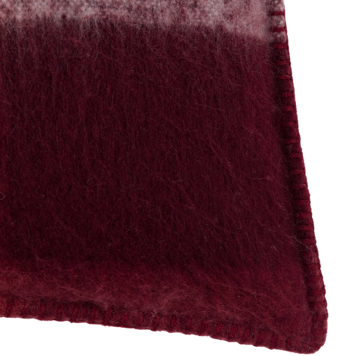 Check Faux Mohair Cushion in Merlot