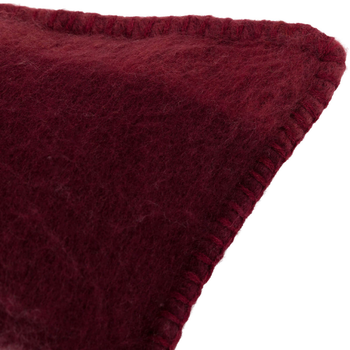 Check Faux Mohair Cushion in Merlot