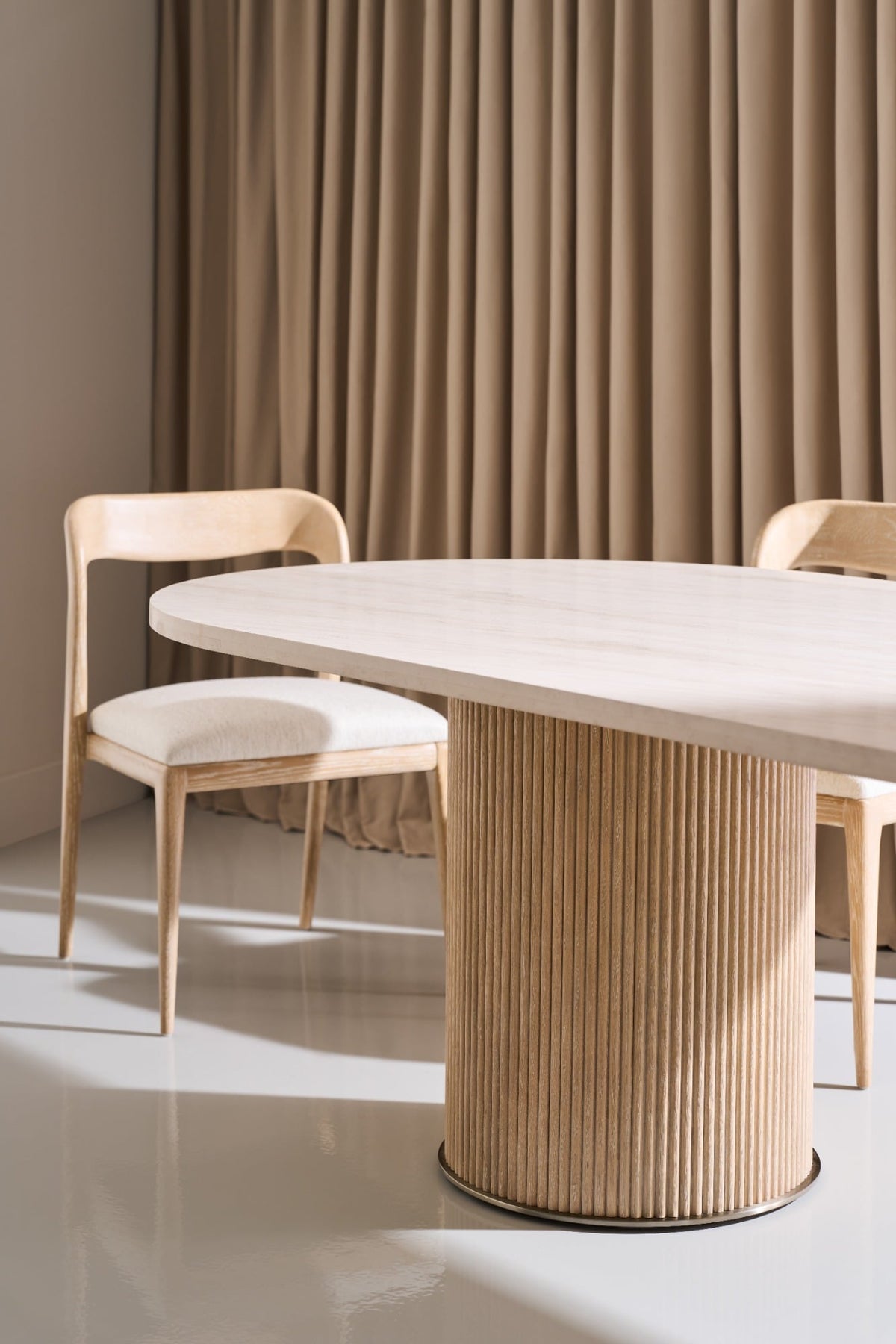 Rhythm Oval Stone Top Dining Table - 285cm
