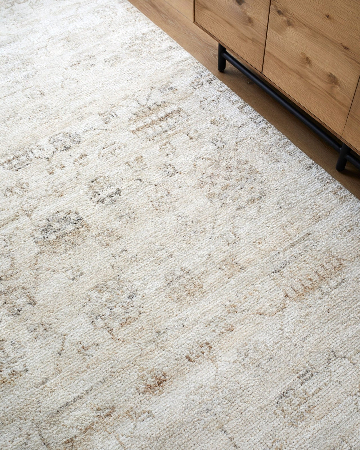 Cannes hand-knotted rug 366 x 269 cm beige ivory grey – wool viscose 9x12