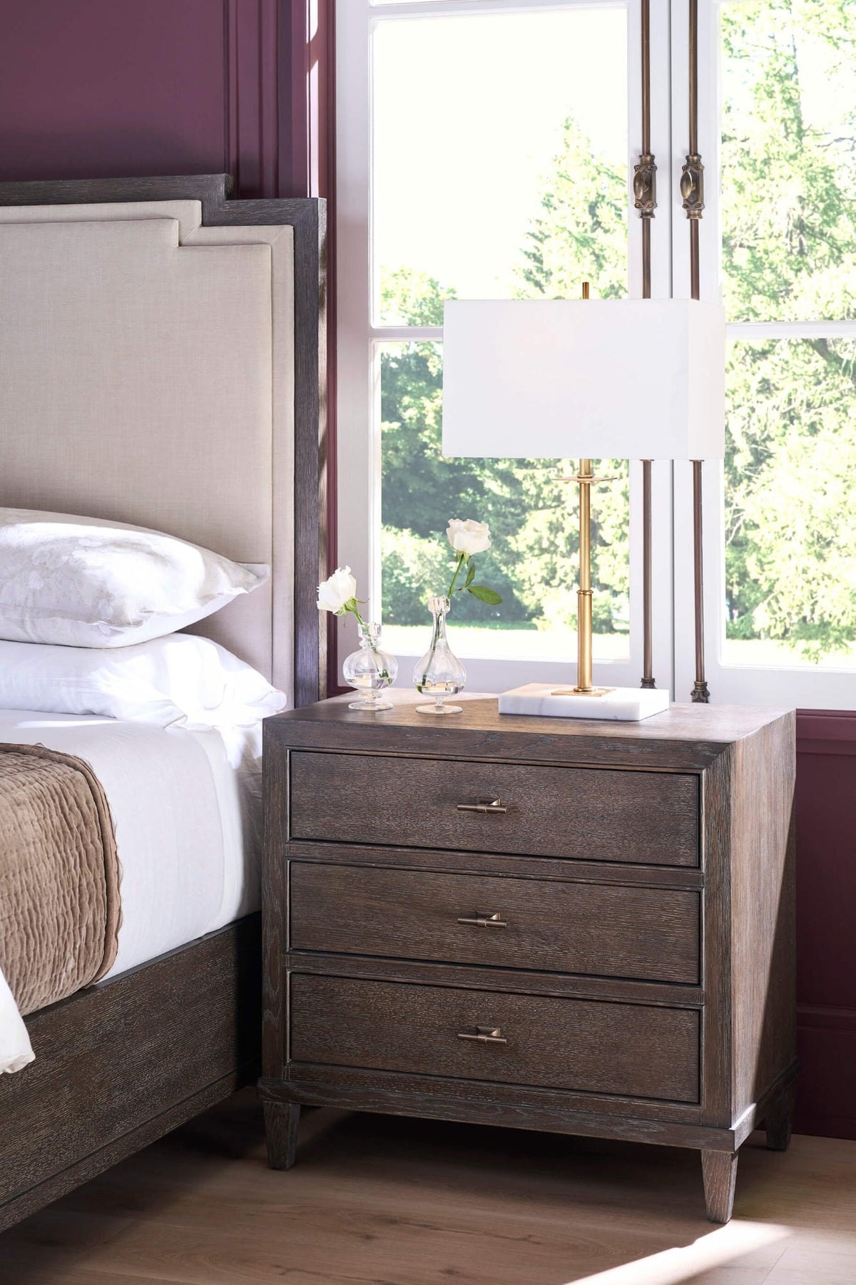 Cocoa 3-Drawer Bedside Table 32"