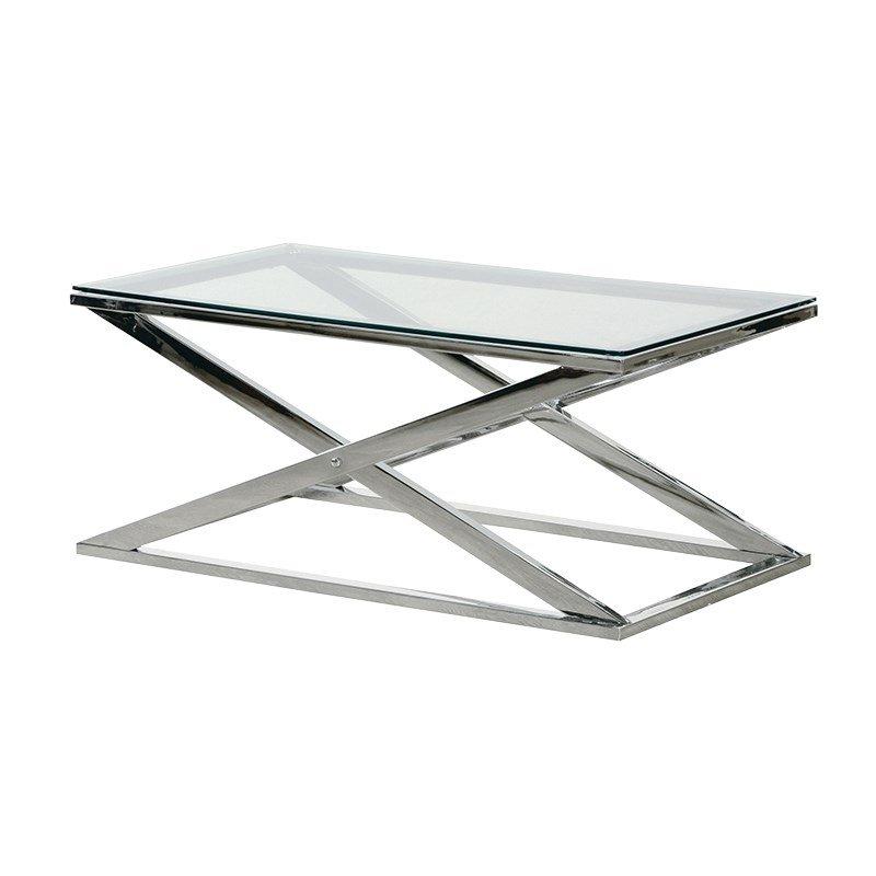 Coffee Table Stainless Steel X-Frame