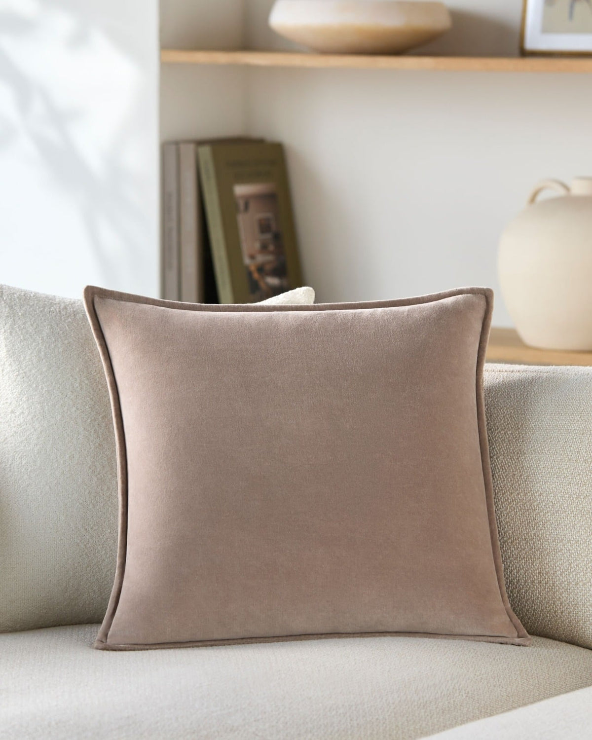 Cotton Velvet Cushion in Dusky Rose - 51 x 51 cm