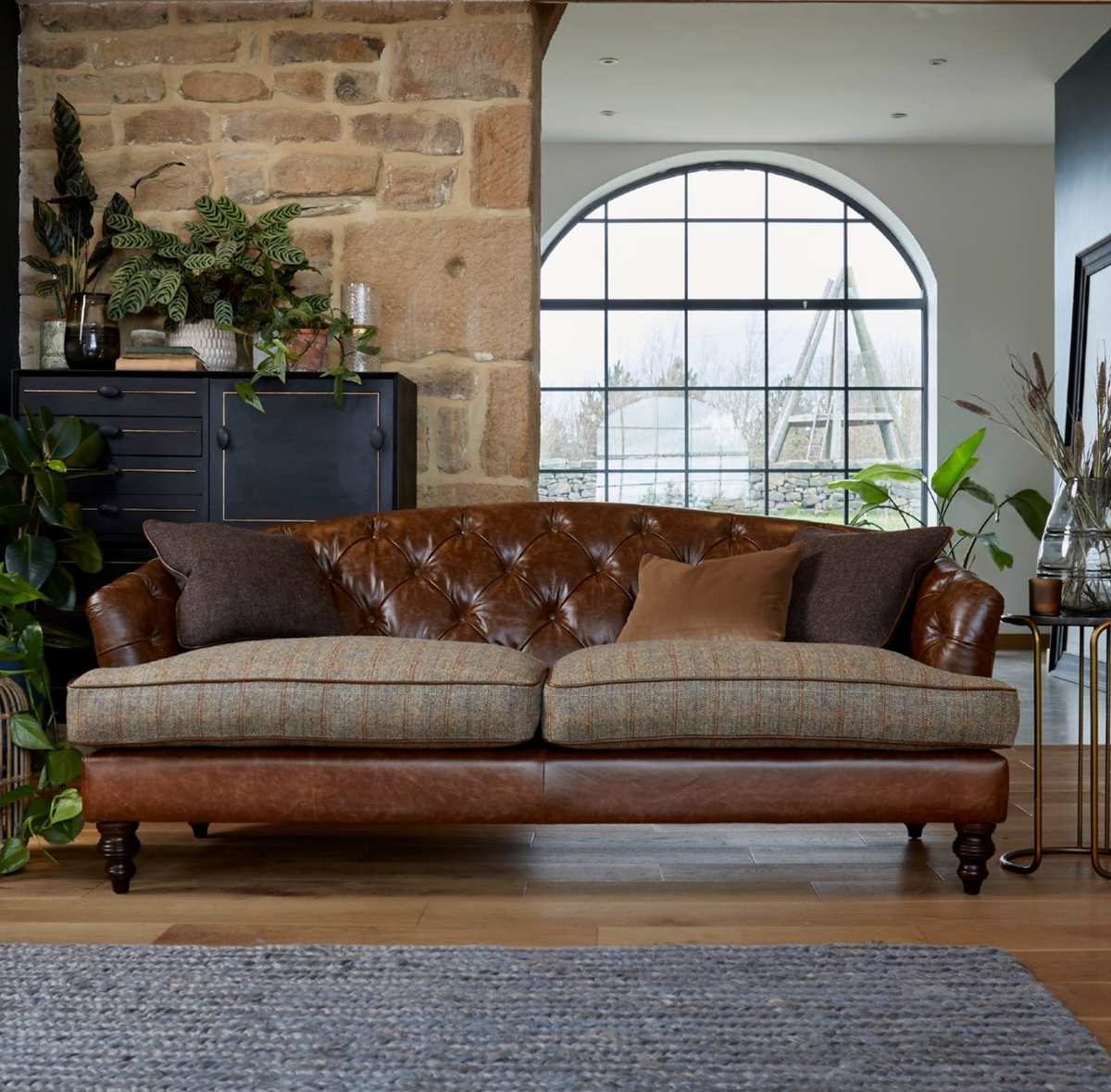 Dalmore Midi Sofa in Bracken Herringbone & Galveston Bark Made To Order