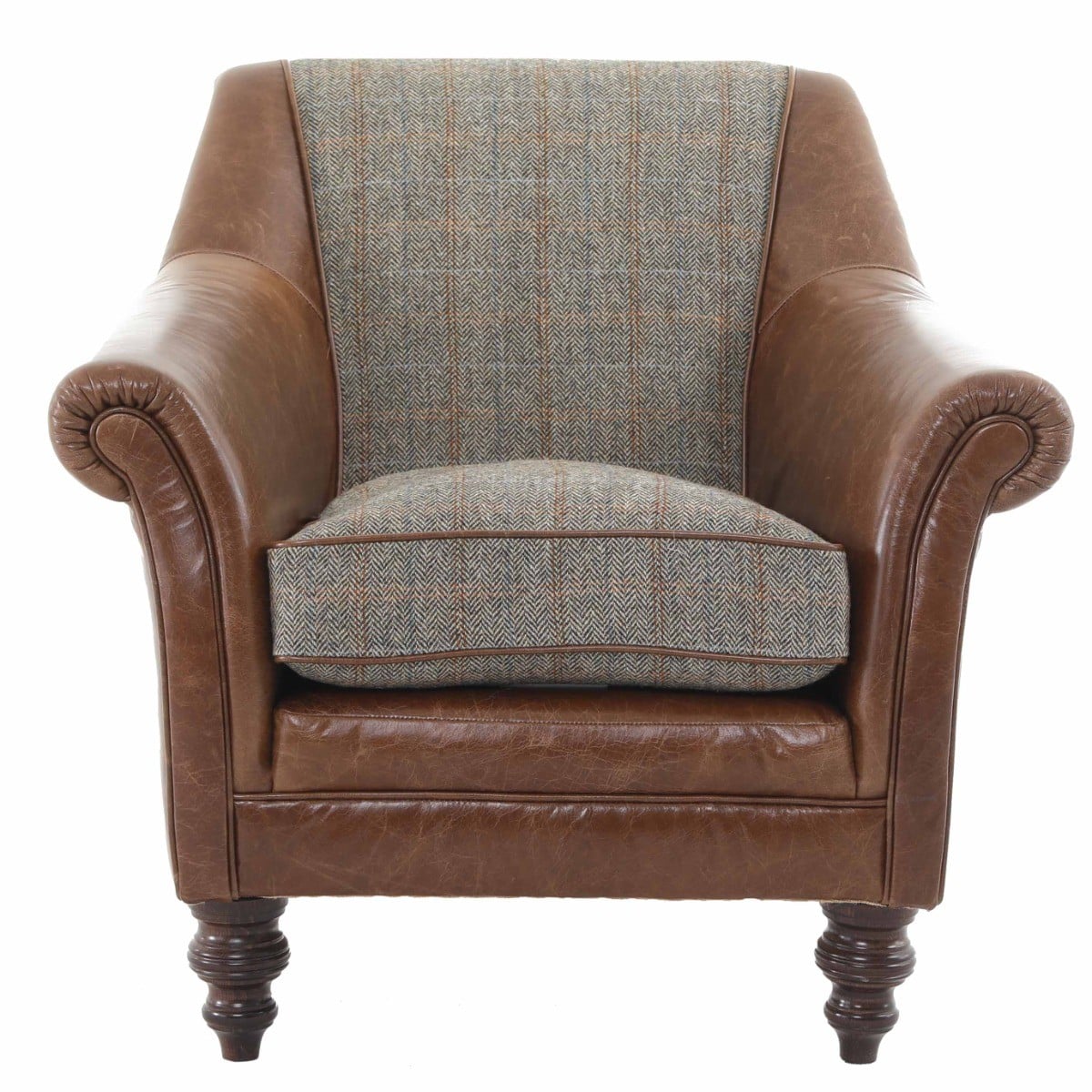 Dalmore Accent Chair in Bracken Herringbone & Galveston Bark Made To Order