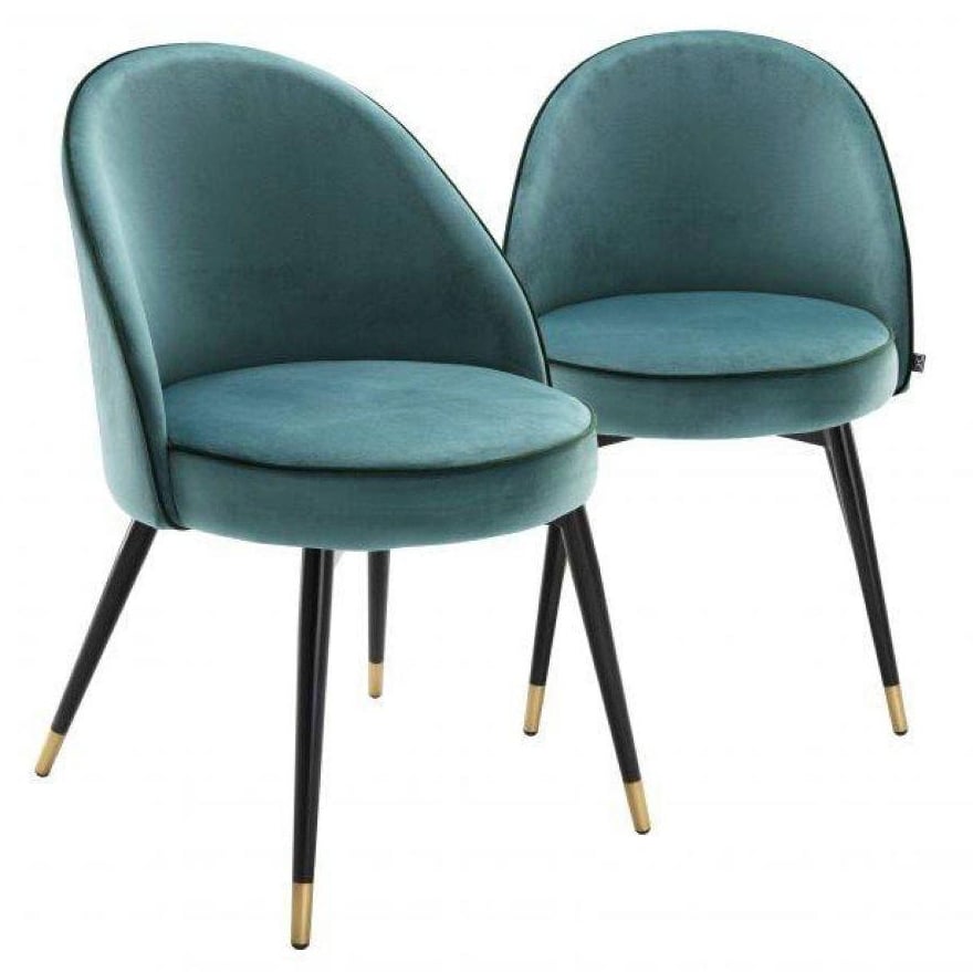 Cooper Dining Chair in Turquoise Velvet - Set of 2