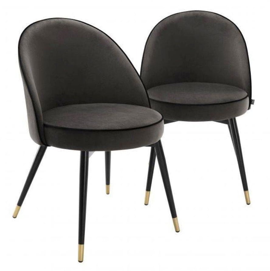 Cooper Dining Chair in Dark Grey Velvet - Set of 2