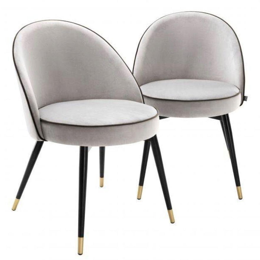 Cooper Dining Chair in Light Grey Velvet - Set of 2