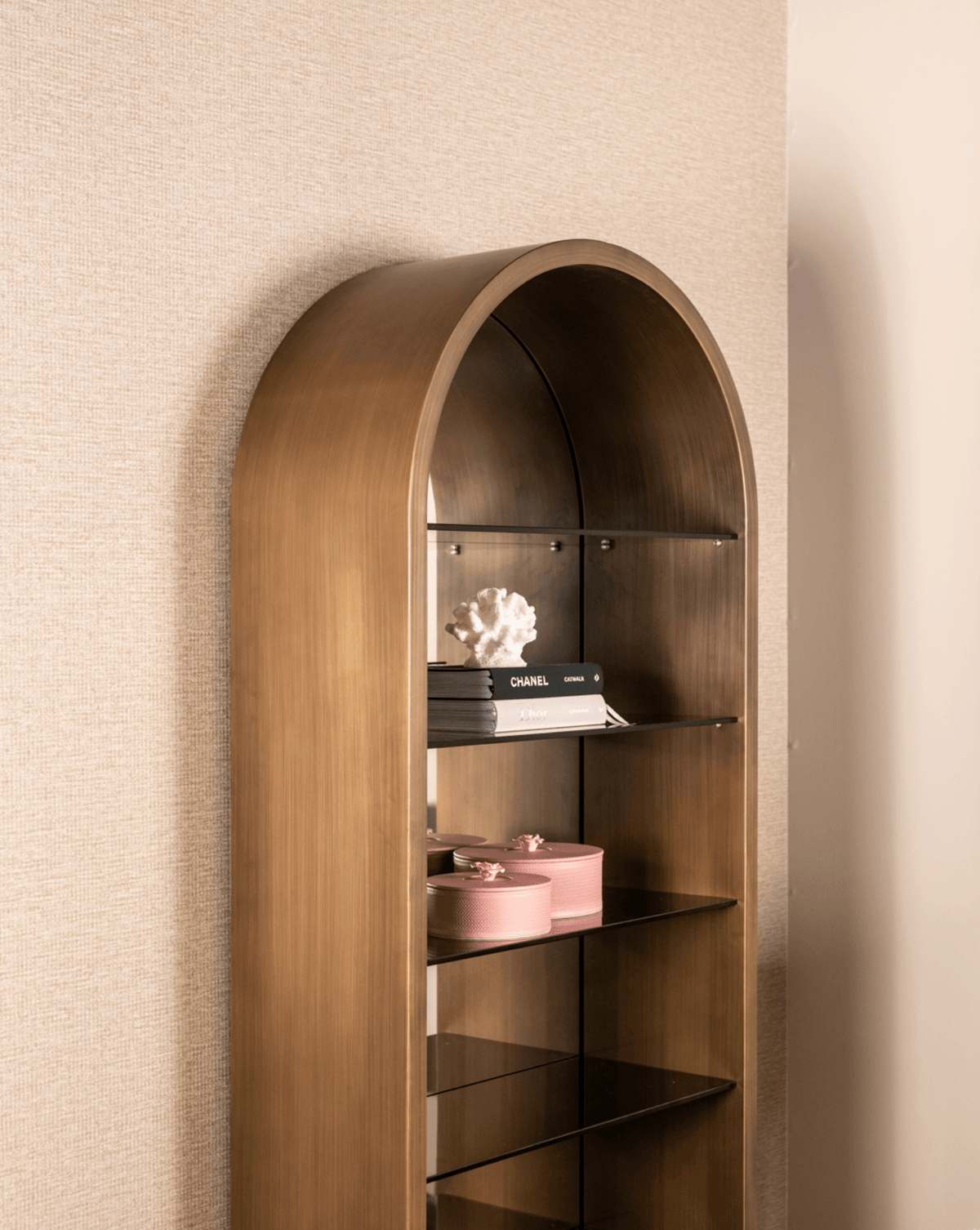 Display Cabinet Bowic in Brushed Gold