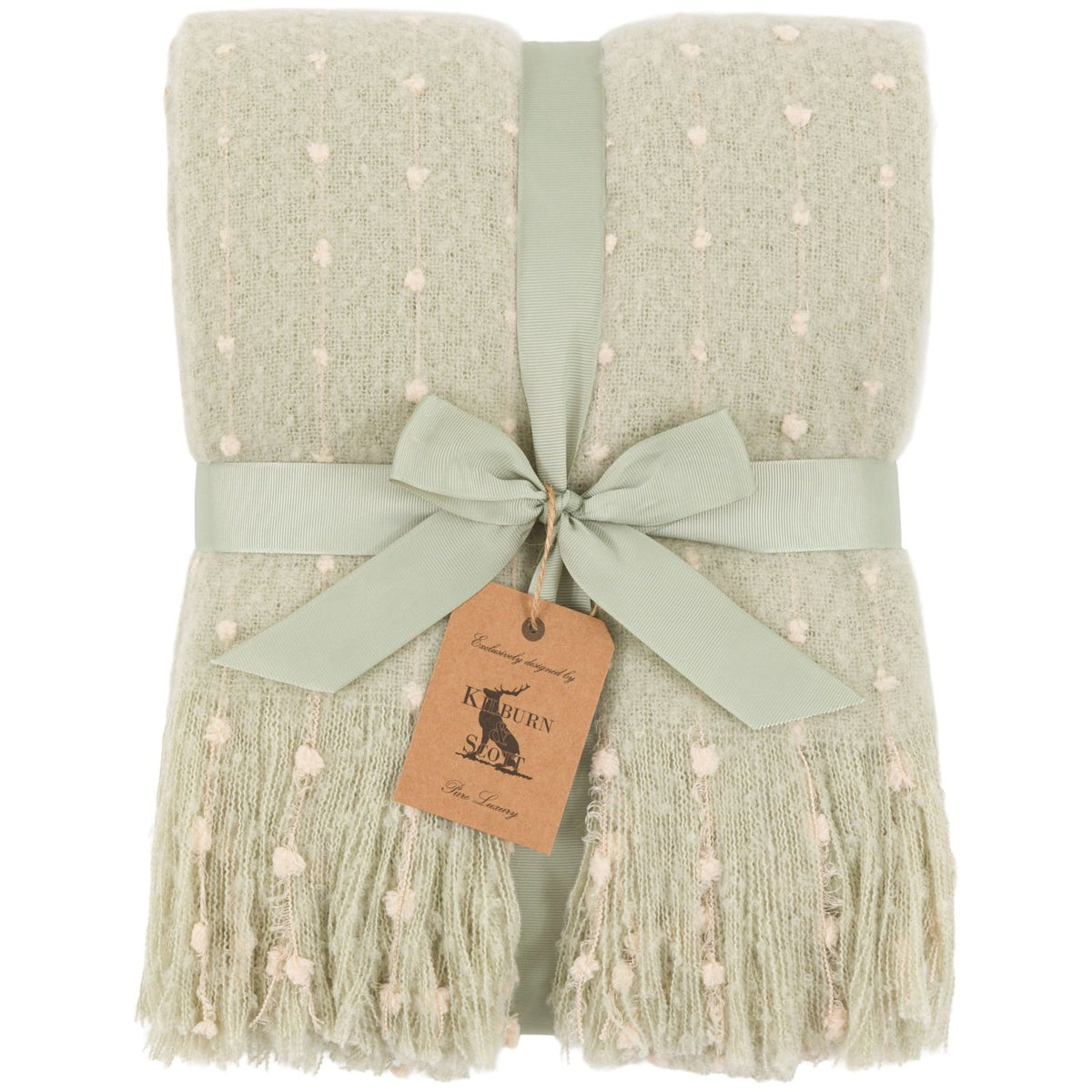 Dottie Faux Mohair Throw in Sage Green