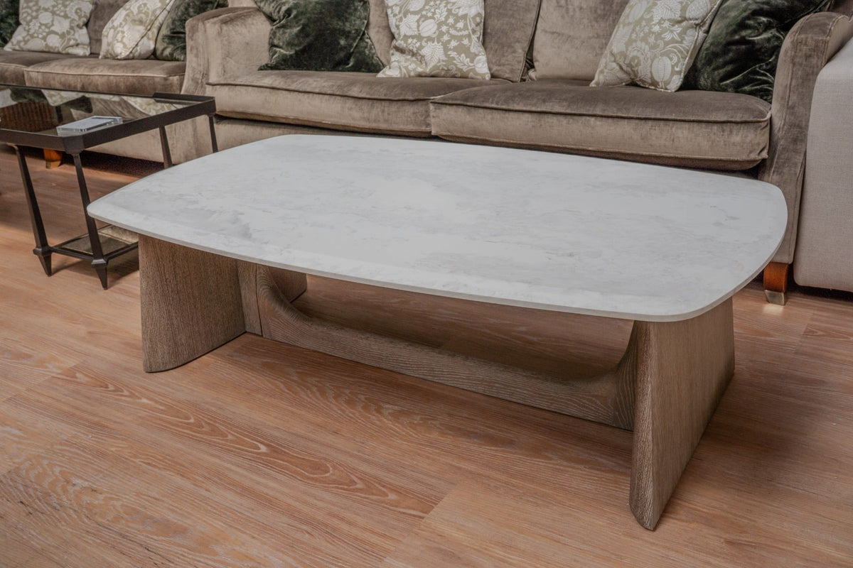 Outlet Repose Wooden Coffee Table Marble Top