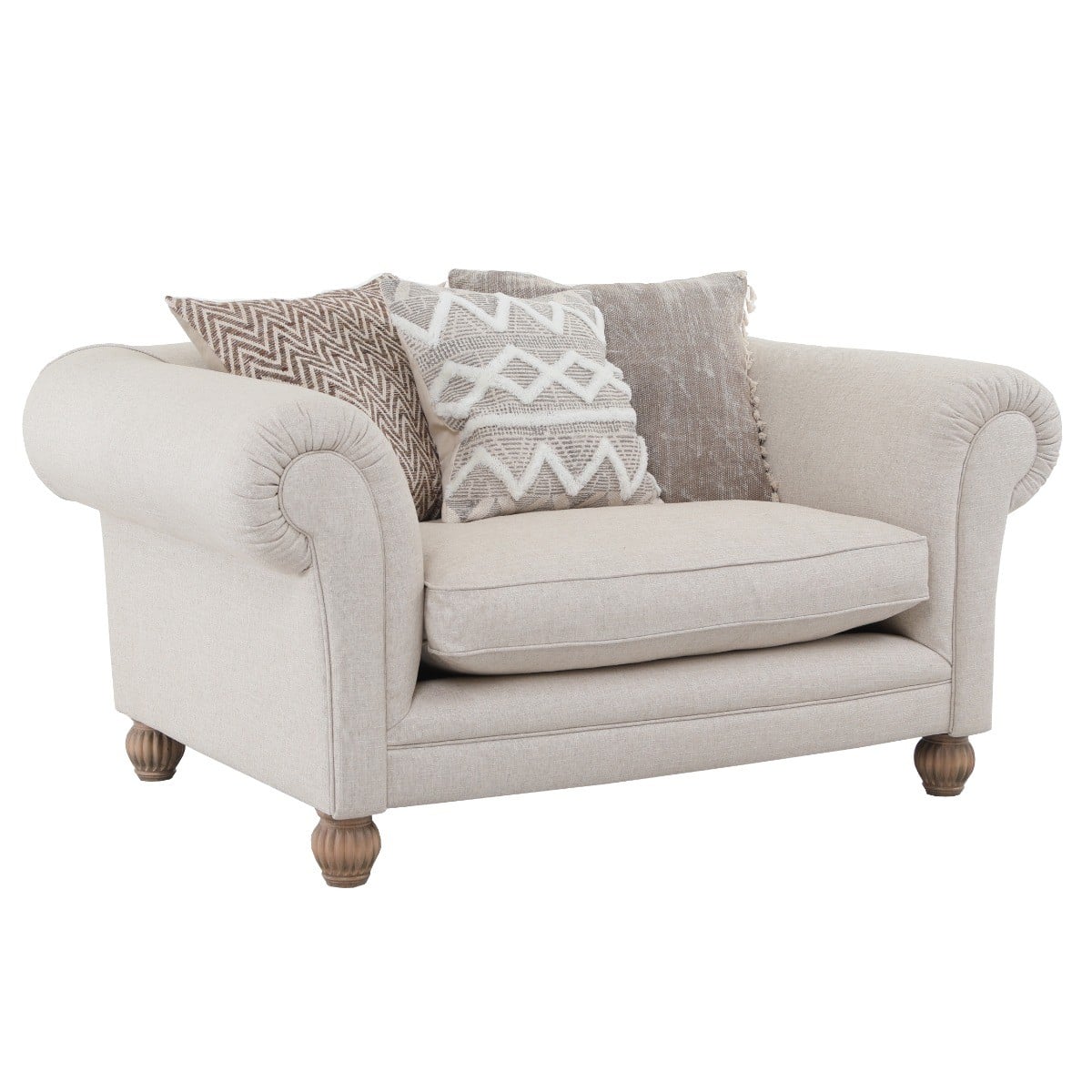 Elgar Love Seat in Saville Linen Natural Made To Order