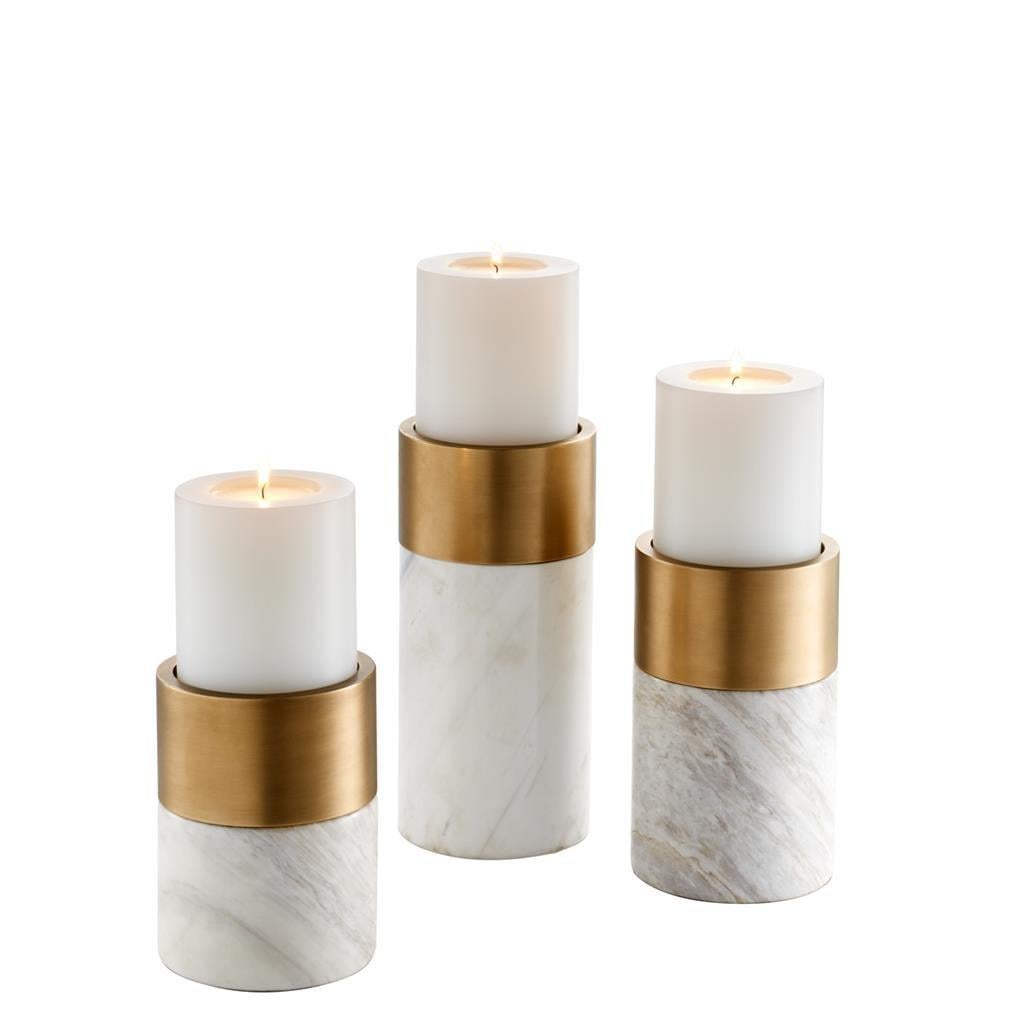 Sierra Candle Holder in Brushed Brass - Set of 3