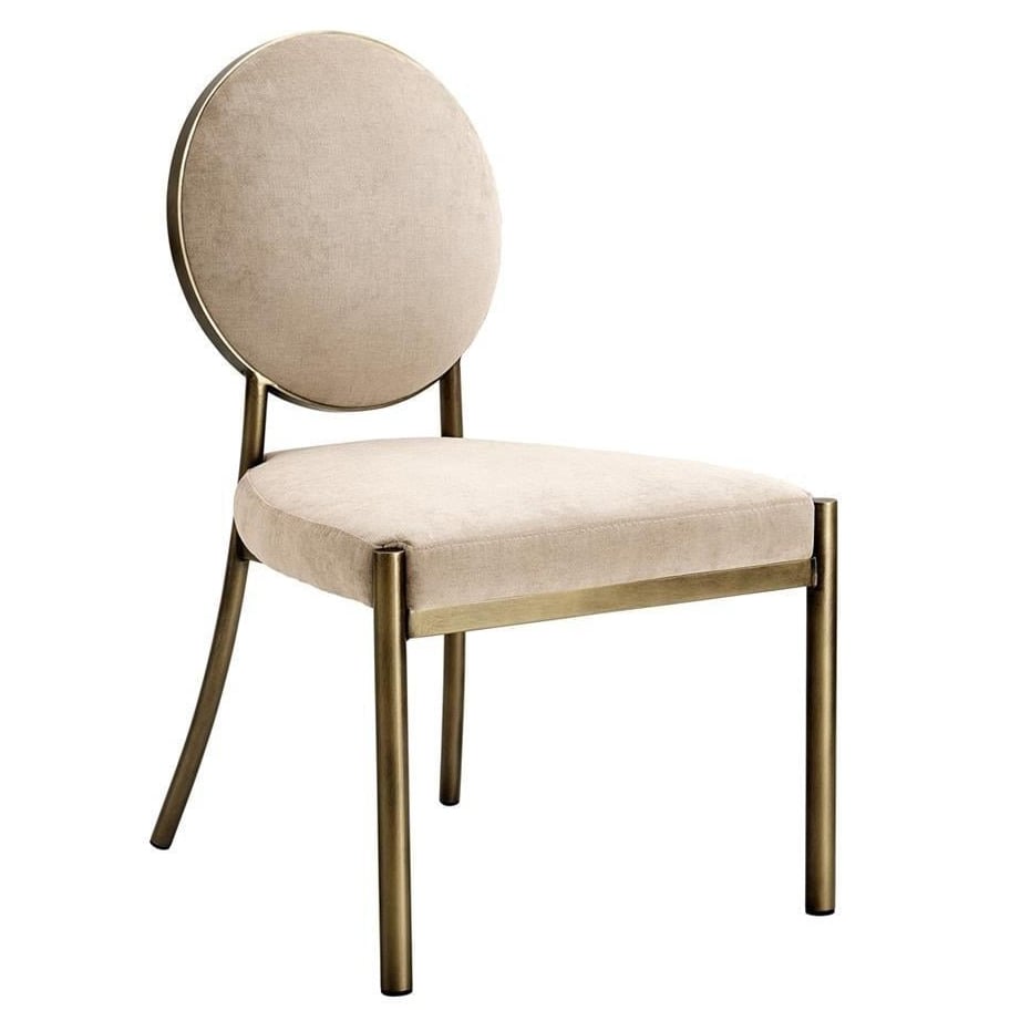 Eichholtz Dining Chair Scribe Curved Back Upholstered - Dark Brass