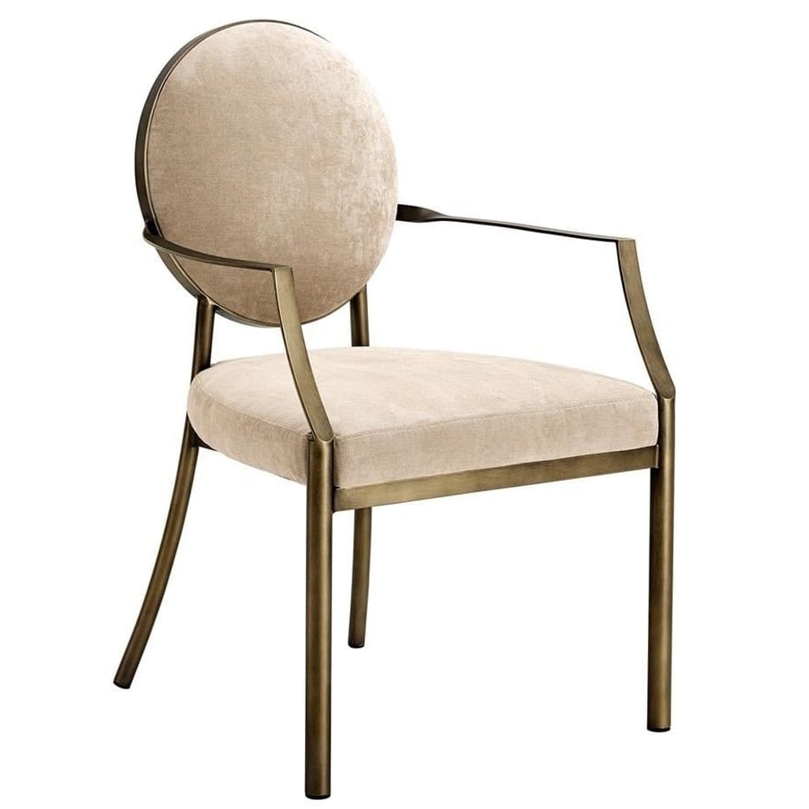 Eichholtz Dining Chair with Arm Scribe Curved Back - Dark Brass