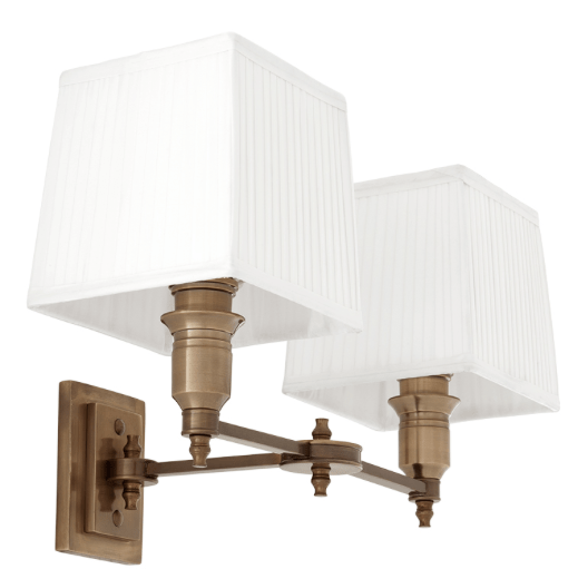 Lexington Double Wall Light Brass & White