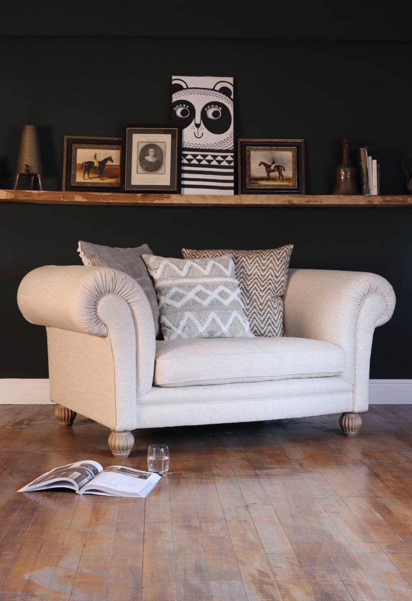 Elgar Love Seat in Saville Linen Natural Made To Order
